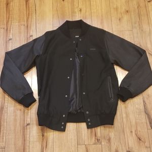 Mens black mixed material jacket